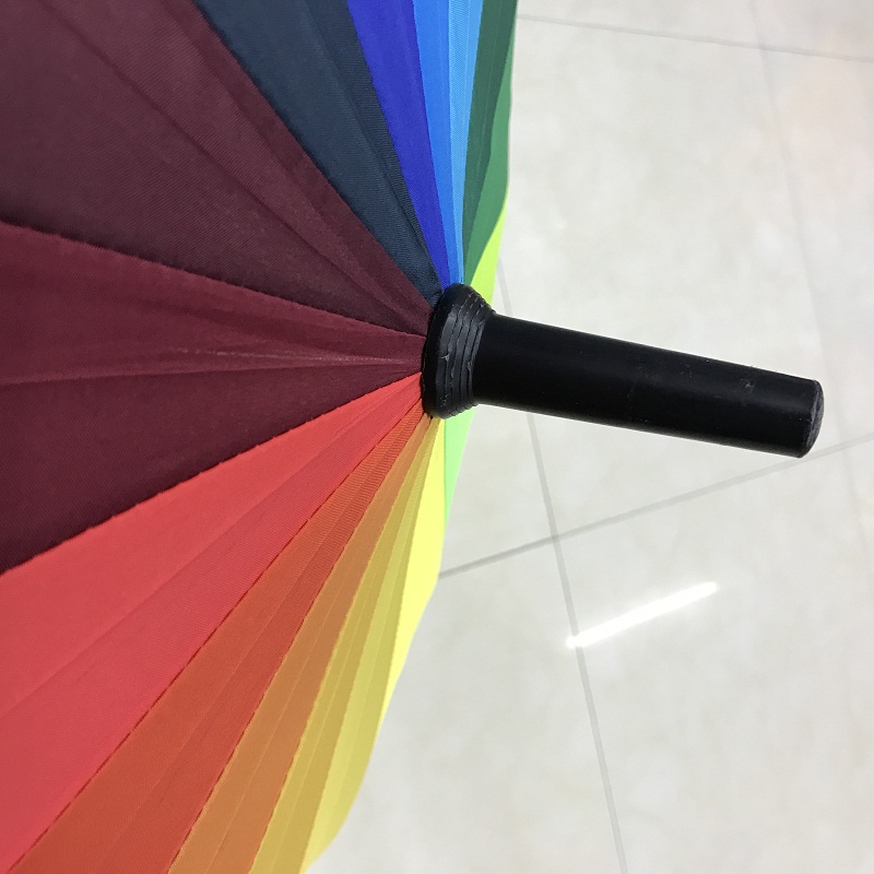 Rainbow umbrella 16 bone 70cm touch cloth Rainbow curved handle long handle umbrella golf umbrella