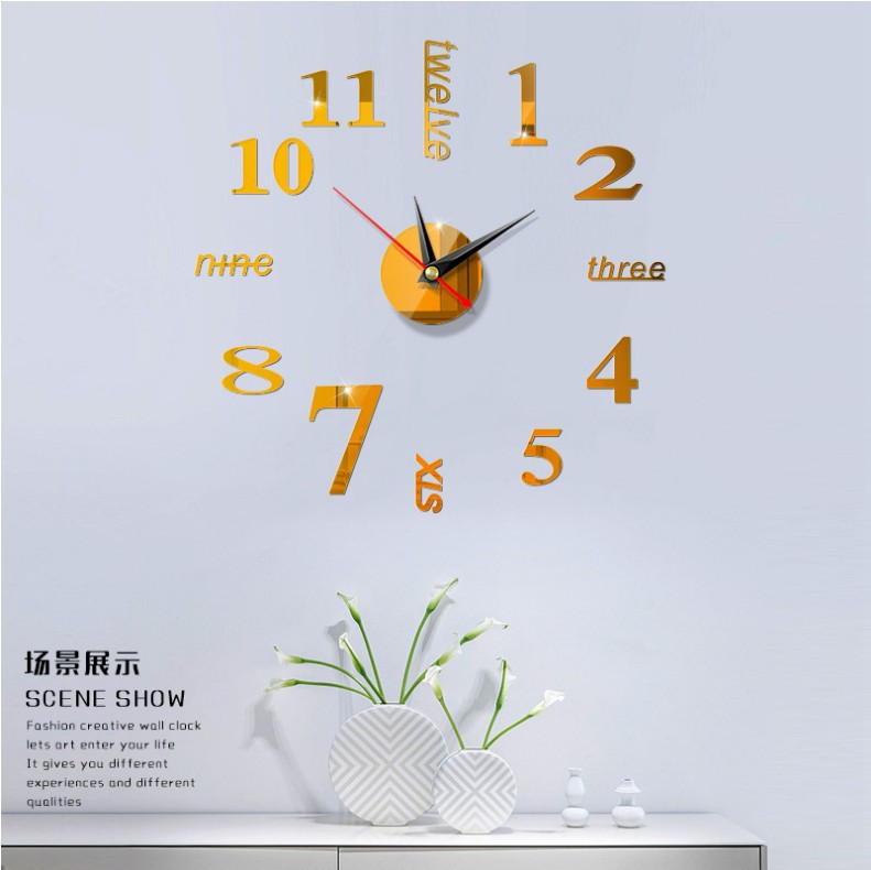 Creative European Wall Clock Home Diy3d Stereo Decorative Clock Acrylic Clocks