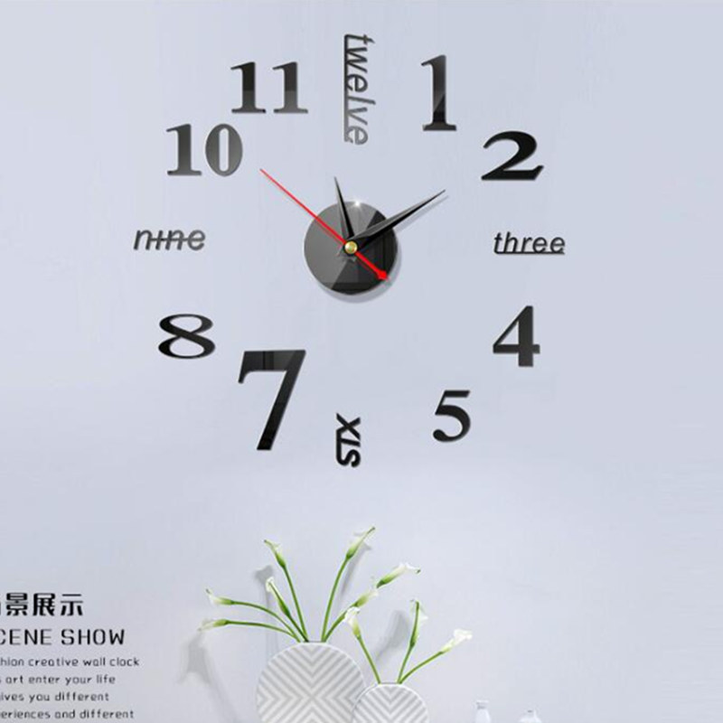 Creative European Wall Clock Home Diy3d Stereo Decorative Clock Acrylic Clocks
