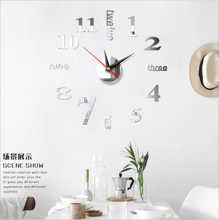 Creative European Wall Clock Home Diy3d Stereo Decorative Clock Acrylic Clocks