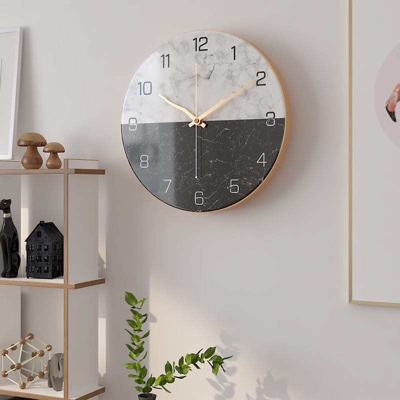European Style Imitation Marbling Clock Amazon Hot Sale Clock Living Room Fashion Creative Clocks