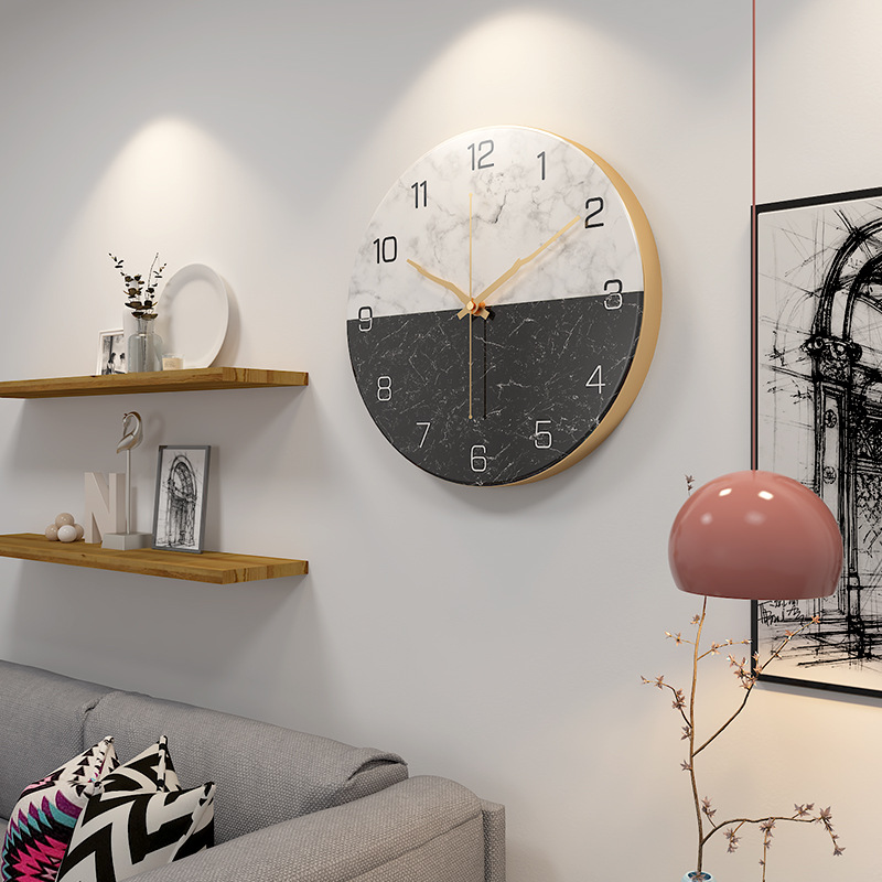 European Style Imitation Marbling Clock Amazon Hot Sale Clock Living Room Fashion Creative Clocks