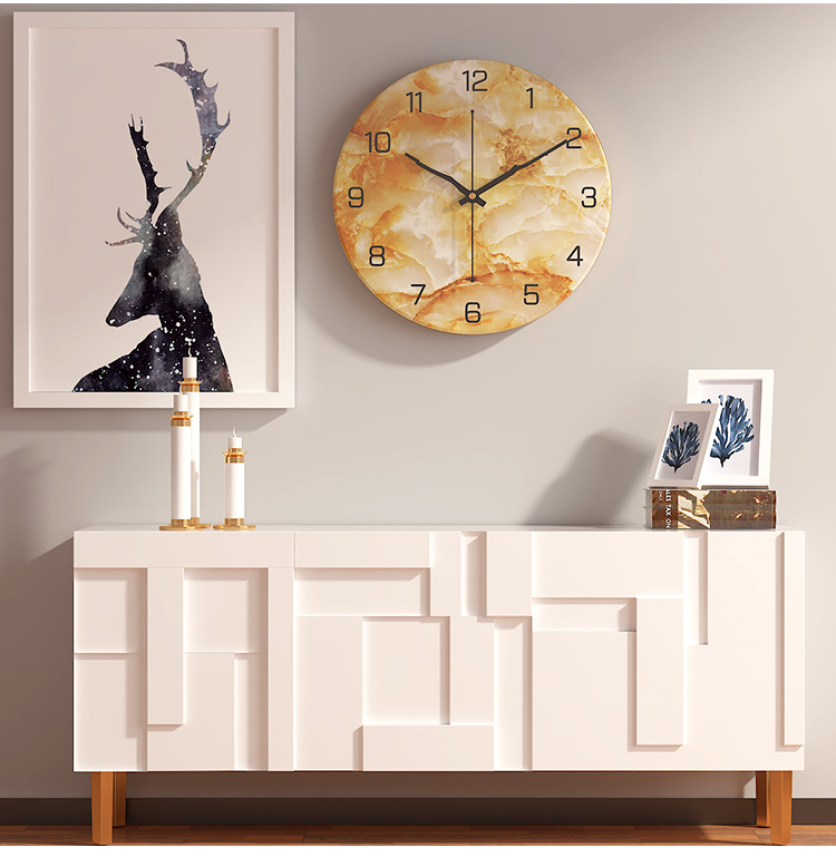 European Style Imitation Marbling Clock Amazon Hot Sale Clock Living Room Fashion Creative Clocks