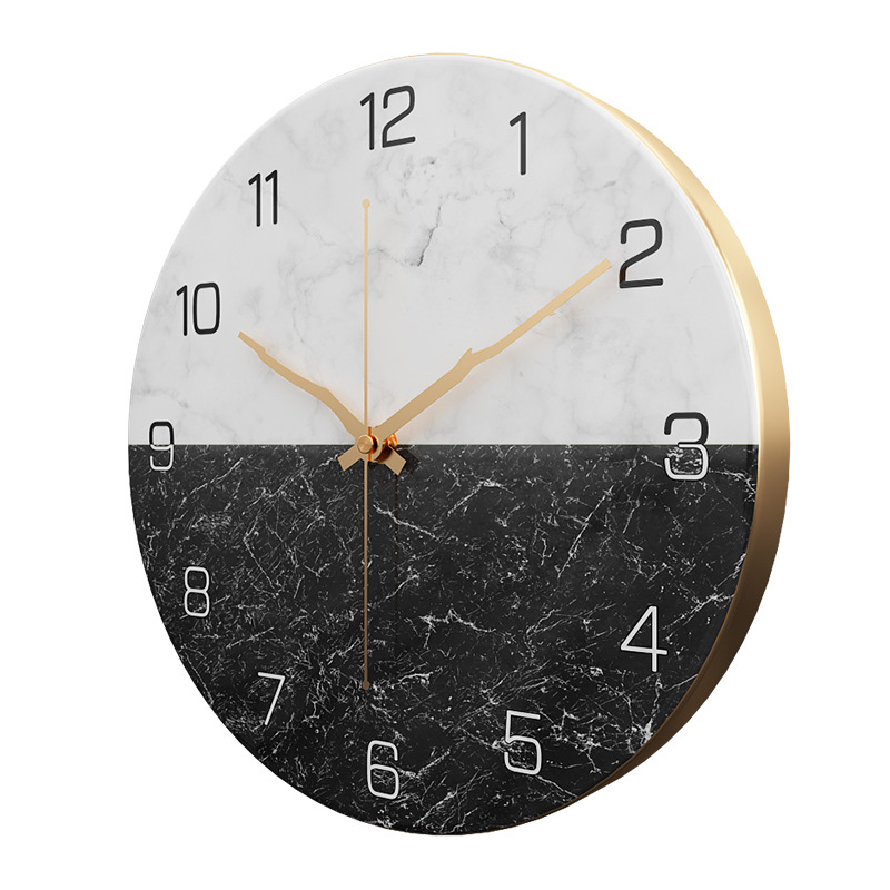 European Style Imitation Marbling Clock Amazon Hot Sale Clock Living Room Fashion Creative Clocks