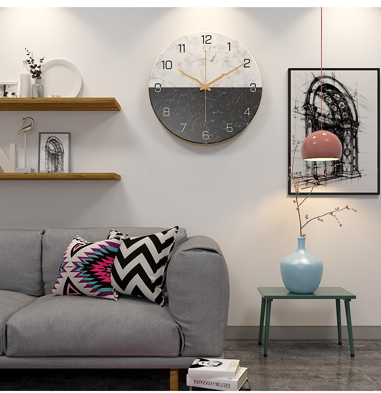 European Style Imitation Marbling Clock Amazon Hot Sale Clock Living Room Fashion Creative Clocks