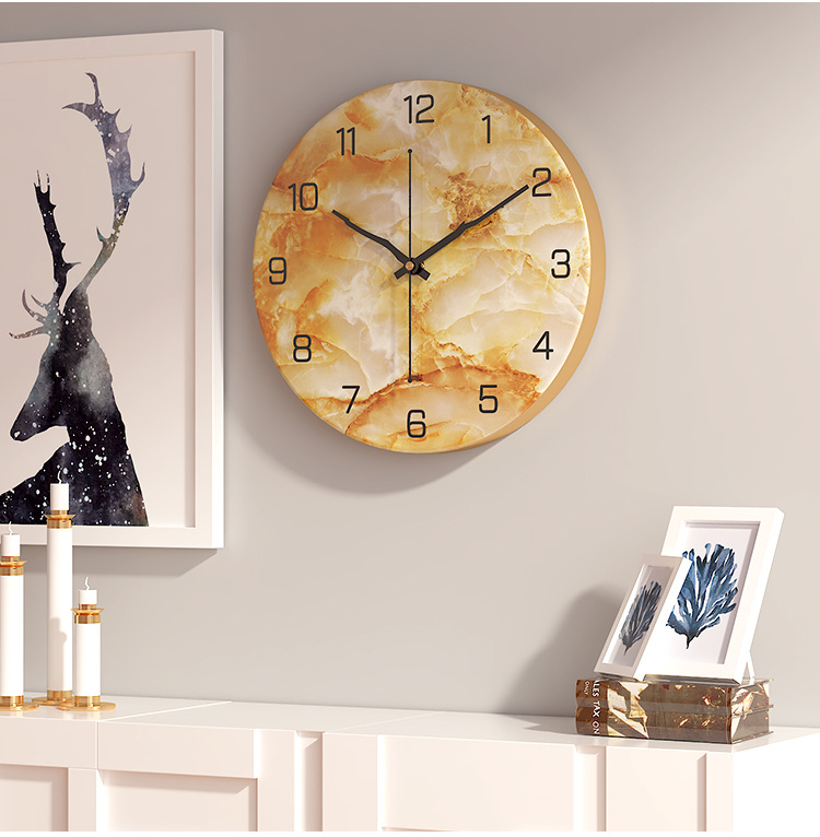 European Style Imitation Marbling Clock Amazon Hot Sale Clock Living Room Fashion Creative Clocks