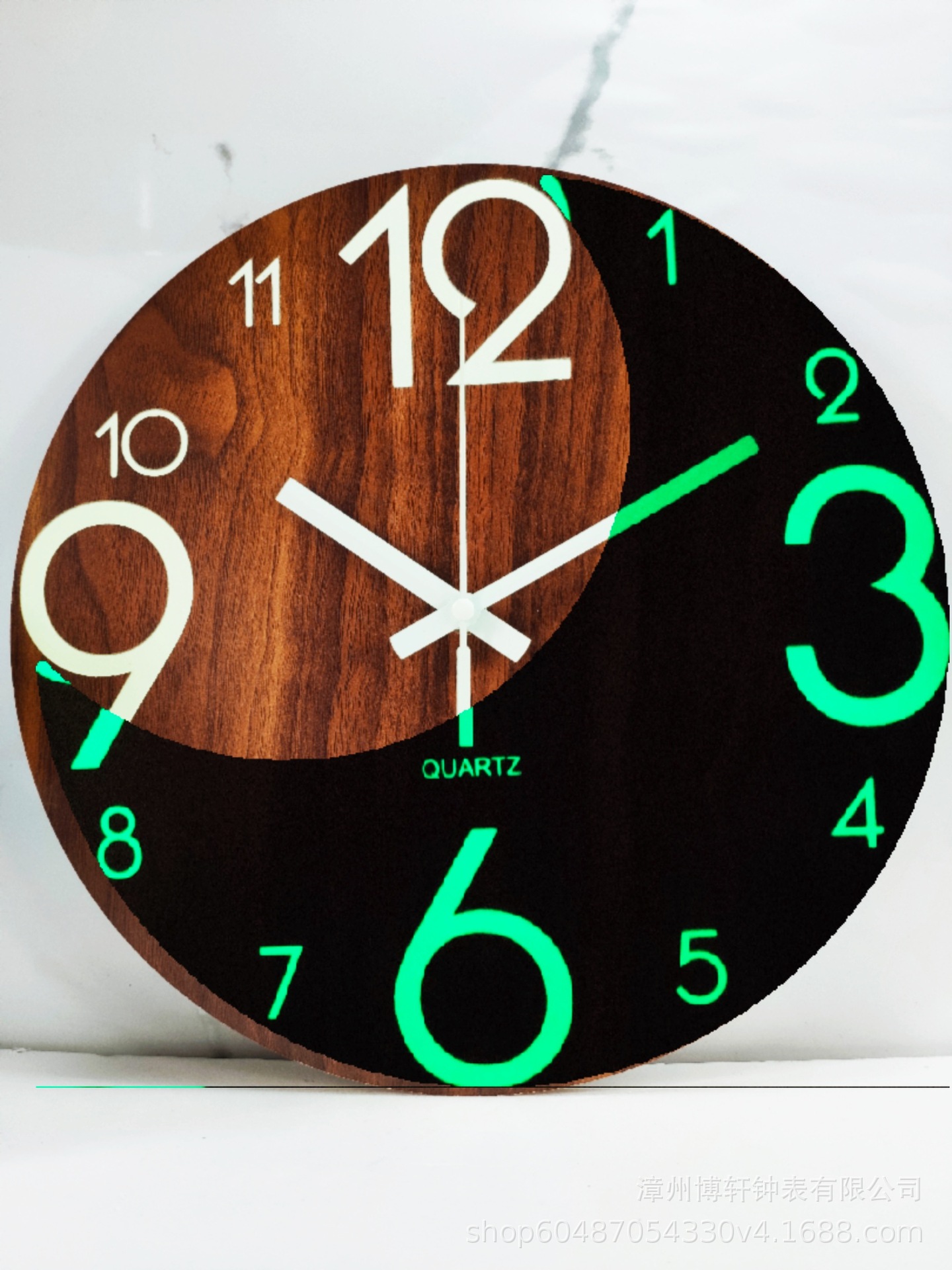 Cross-Border Hot Creative Luminous Wooden Wall Clock Simple Living Room Clock Home Clocks