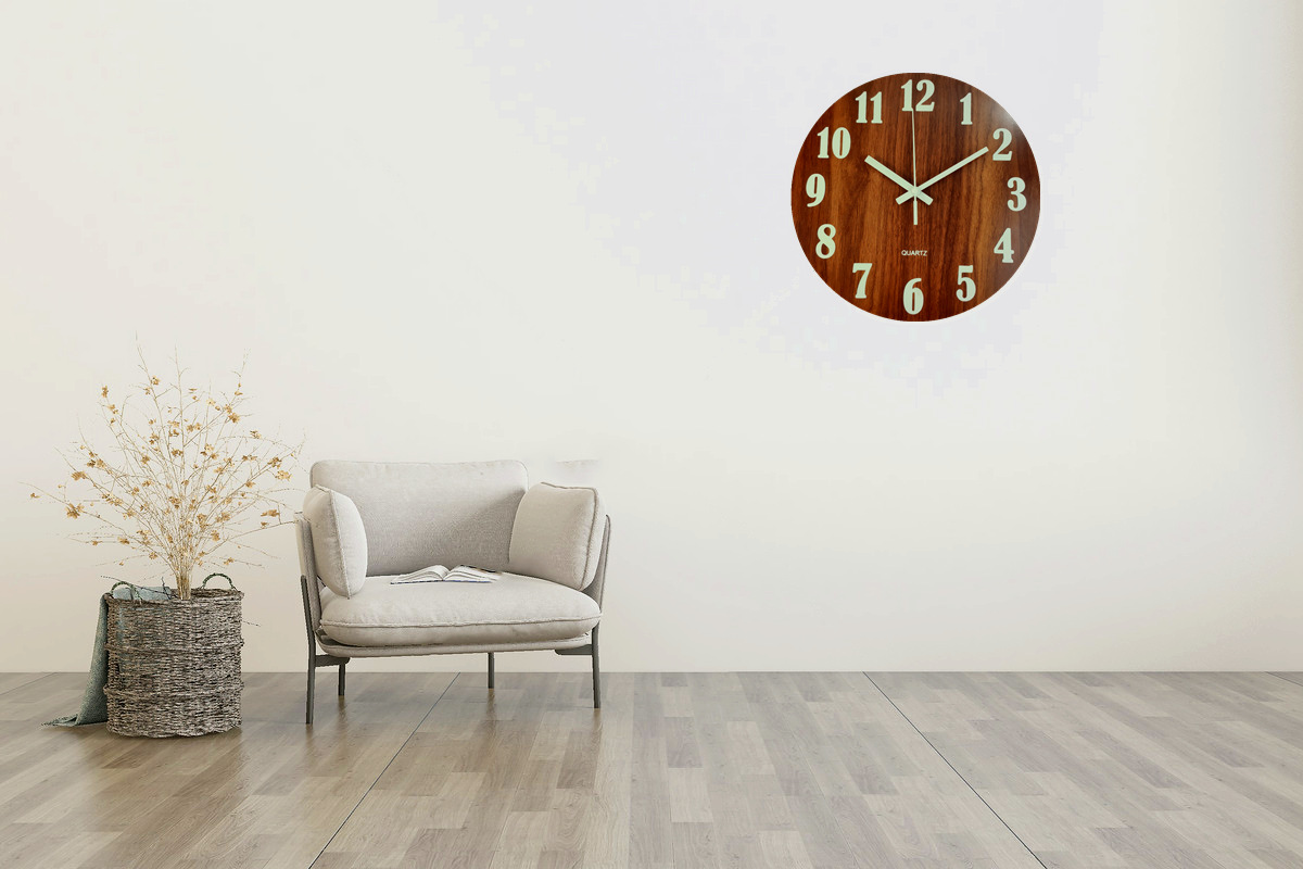 Cross-Border Hot Creative Luminous Wooden Wall Clock Simple Living Room Clock Home Clocks