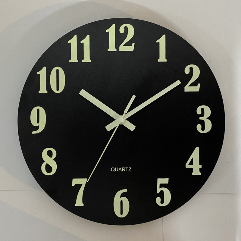 Cross-Border Hot Creative Luminous Wooden Wall Clock Simple Living Room Clock Home Clocks