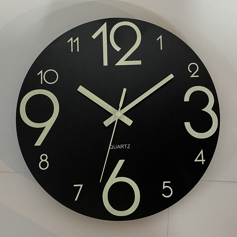 Cross-Border Hot Creative Luminous Wooden Wall Clock Simple Living Room Clock Home Clocks