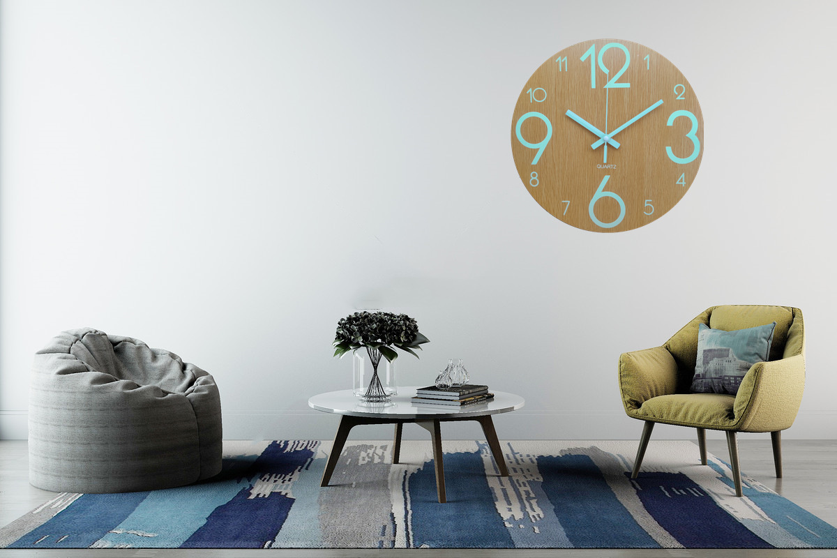 Cross-Border Hot Creative Luminous Wooden Wall Clock Simple Living Room Clock Home Clocks