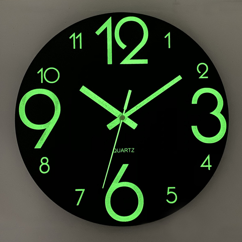 Cross-Border Hot Creative Luminous Wooden Wall Clock Simple Living Room Clock Home Clocks
