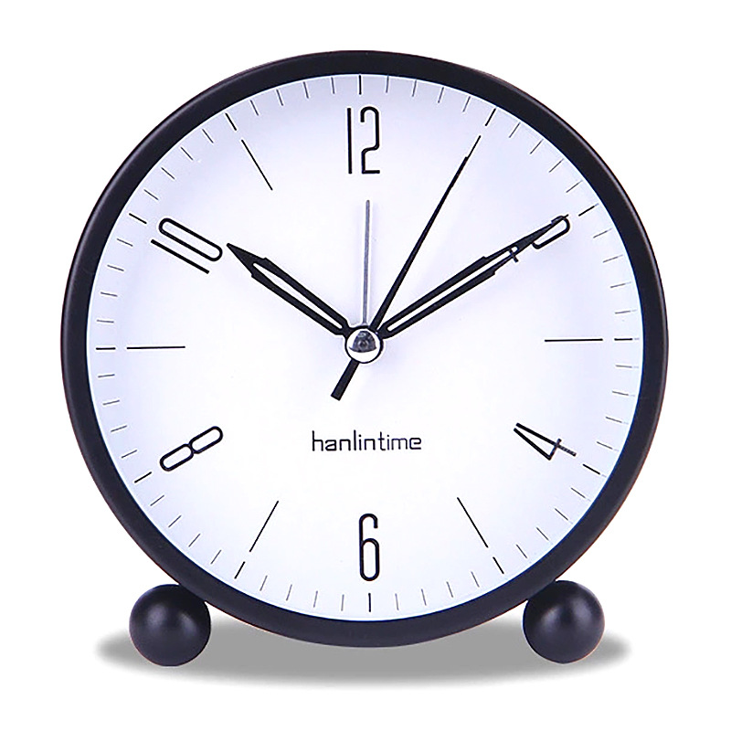 Clocks Digital 4-Inch round Metal Alarm Clock Desk Clock Mute Second Sweeping Night Light Clock Wholesale