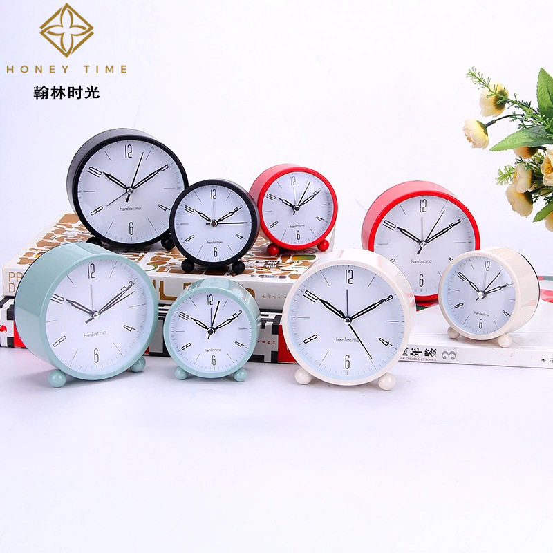 Clocks Digital 4-Inch round Metal Alarm Clock Desk Clock Mute Second Sweeping Night Light Clock Wholesale
