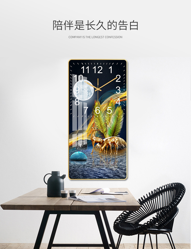Rectangular Crystal Porcelain Clock Living Room Study Wall Clock Nordic Wall-Mounted Home Clocks Rectangular Crystal Porcelain Clock Living Room Study Wall Clock Nordic Wall-Mounted Home Clocks
