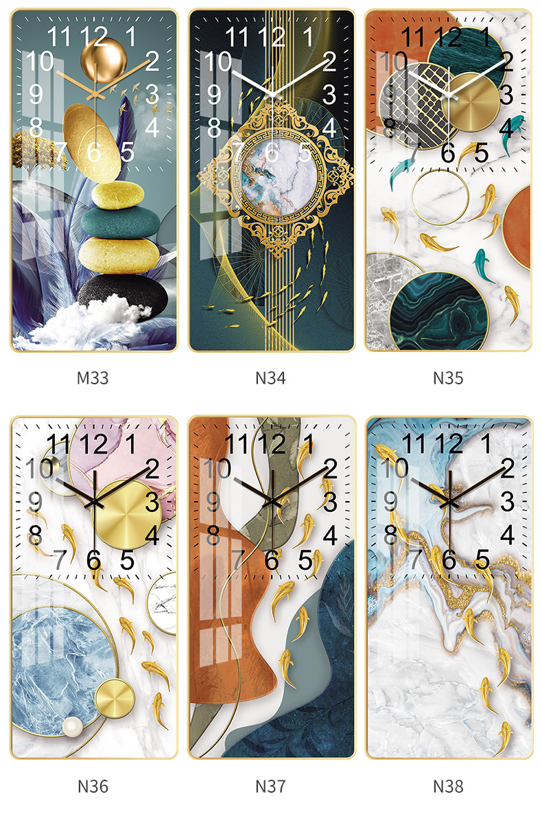 Rectangular Crystal Porcelain Clock Living Room Study Wall Clock Nordic Wall-Mounted Home Clocks Rectangular Crystal Porcelain Clock Living Room Study Wall Clock Nordic Wall-Mounted Home Clocks