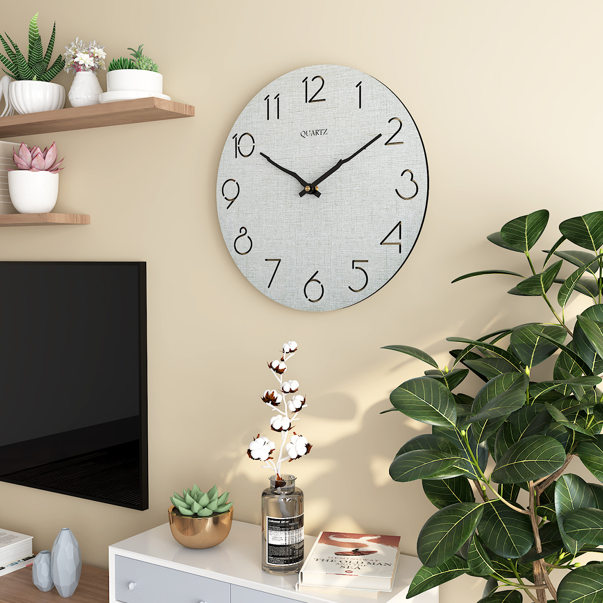 Clocks AliExpress Hot Sale Wooden Wall Clock Modern Creative Clocks round 30cm Simple Mute Fashion Wall Clock Wholesale