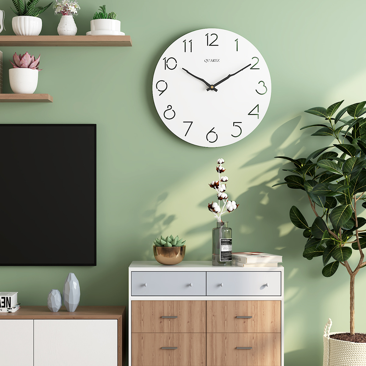 Clocks AliExpress Hot Sale Wooden Wall Clock Modern Creative Clocks round 30cm Simple Mute Fashion Wall Clock Wholesale