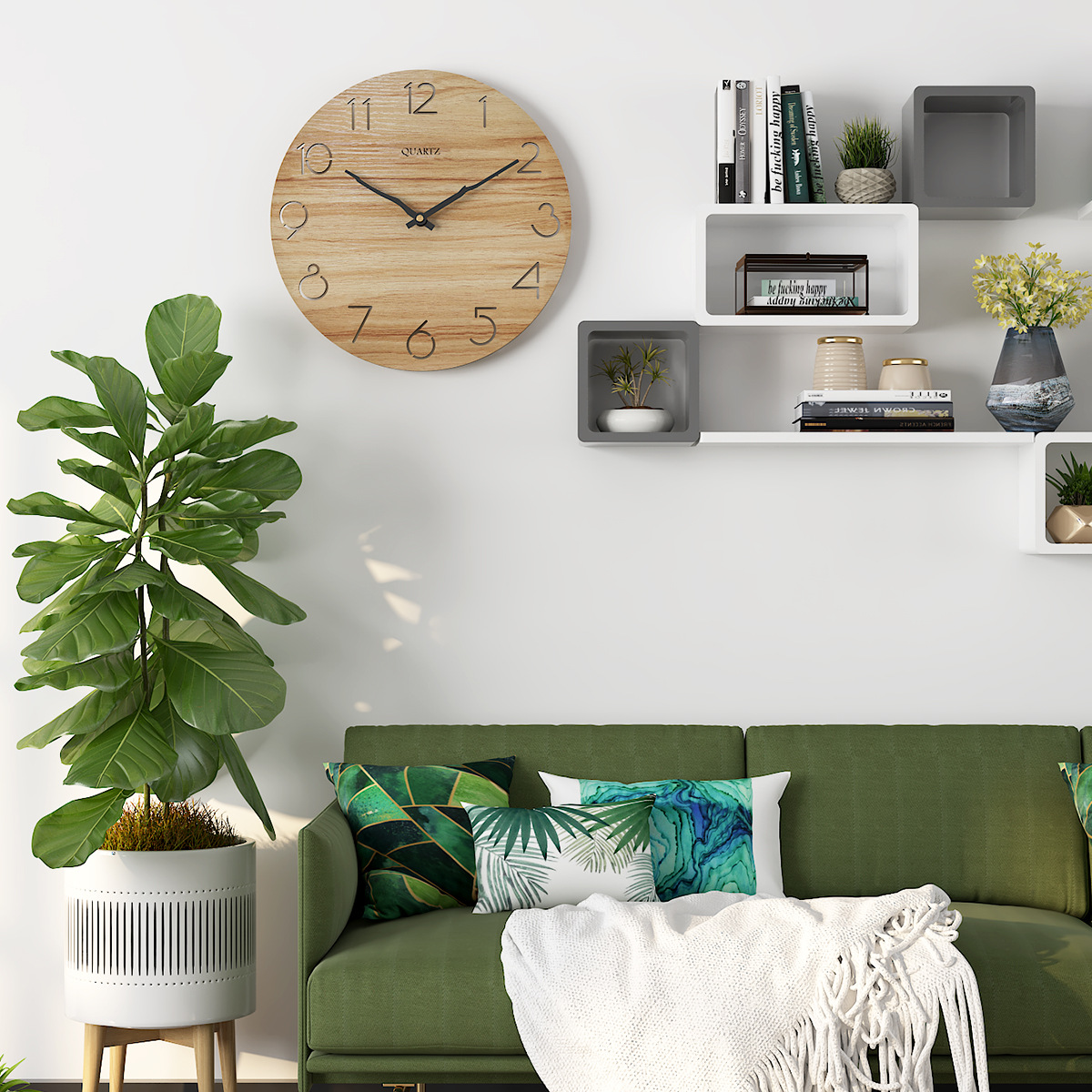 Clocks AliExpress Hot Sale Wooden Wall Clock Modern Creative Clocks round 30cm Simple Mute Fashion Wall Clock Wholesale