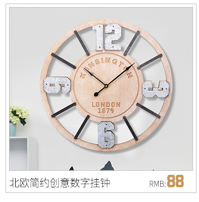 Clocks AliExpress Hot Sale Wooden Wall Clock Modern Creative Clocks round 30cm Simple Mute Fashion Wall Clock Wholesale