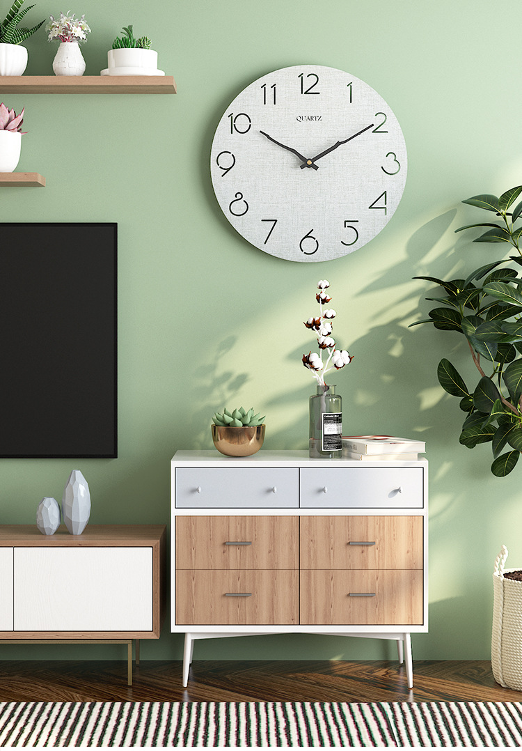 Clocks AliExpress Hot Sale Wooden Wall Clock Modern Creative Clocks round 30cm Simple Mute Fashion Wall Clock Wholesale