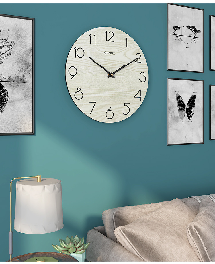 Clocks AliExpress Hot Sale Wooden Wall Clock Modern Creative Clocks round 30cm Simple Mute Fashion Wall Clock Wholesale