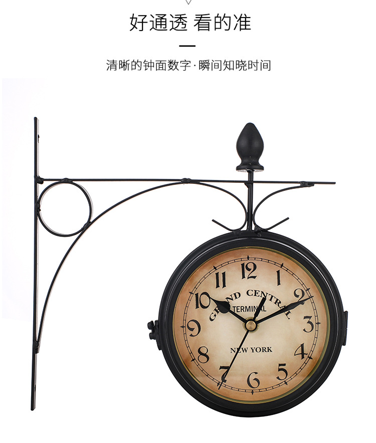 Cross-Border European Clock Wrought Iron Wall Clock Vintage Ornament Clocks