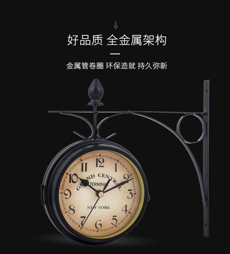 Cross-Border European Clock Wrought Iron Wall Clock Vintage Ornament Clocks