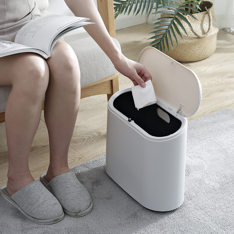 Factory Spot Oval Area Type Elastic Cover Trash Can Export Japanese Bathroom Quilted Plastic Bucket