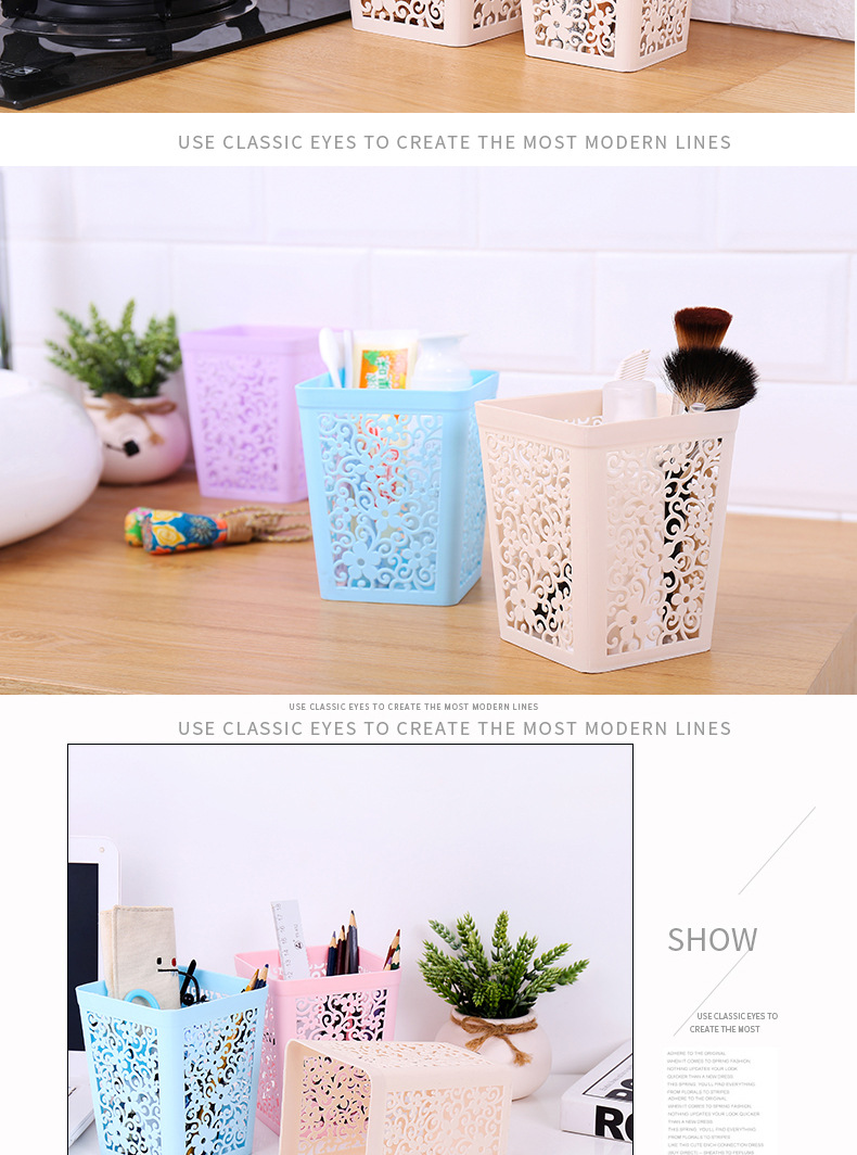 Storage Bucket Plastic Bucket Large Colorful Square Household Small Trash Can Desktop Mini Trash Can Storage Bucket