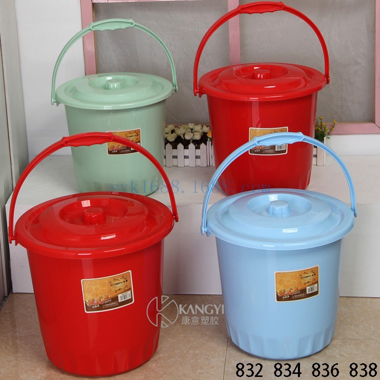 Plastic Bucket 832 Series American Bucket Household Bucket with Lid and Plastic Bow