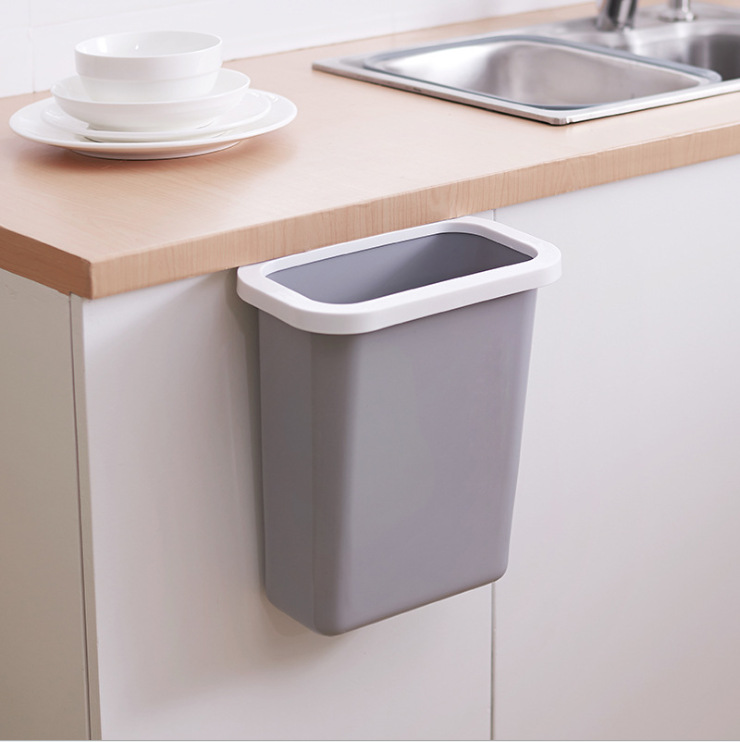 Large Simplicity Kitchen Countertop Trash Can Cabinet Door Hanging Household Plastic Bucket Bedside Storage Bucket