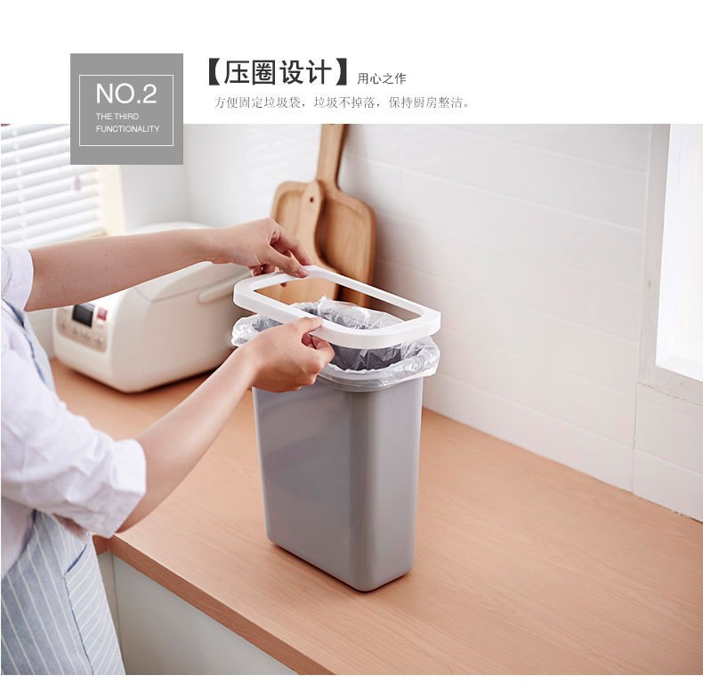 Large Simplicity Kitchen Countertop Trash Can Cabinet Door Hanging Household Plastic Bucket Bedside Storage Bucket