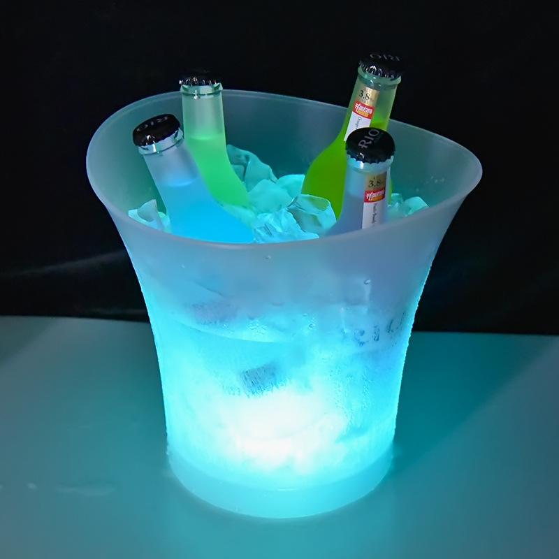 Bar KTV Special Luminous Ice Bucket Waterproof Frosted Plastic Bucket Colorful Drop-Resistant LED Ice Bucket