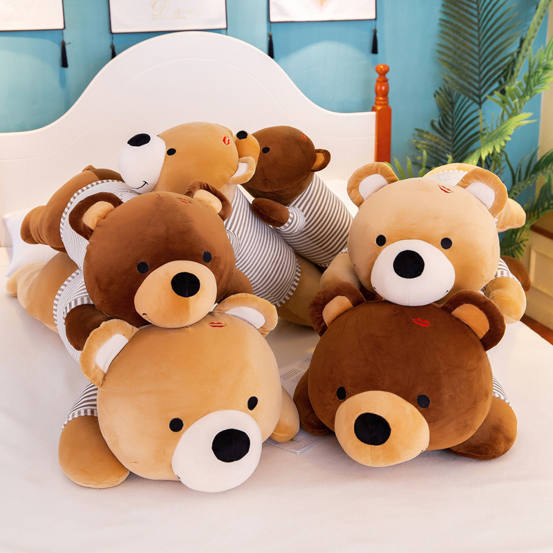 bear toy long pillow stuffed bear doll doll children toy cushion for birthday wholesale custom