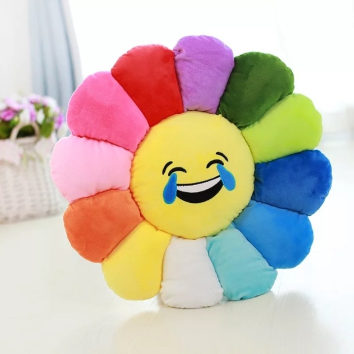 Tiktok Same Creative Colorful Sun Flower Emoji Pillow Customized Plush Toy Small Pendant Gift Cushion