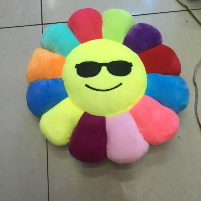 Tiktok Same Creative Colorful Sun Flower Emoji Pillow Customized Plush Toy Small Pendant Gift Cushion