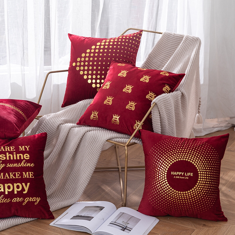 2021 New Nordic Bronzing Velvet Cushion Couch Pillow Women&#039;s Pillow Velvet Pillow Cover