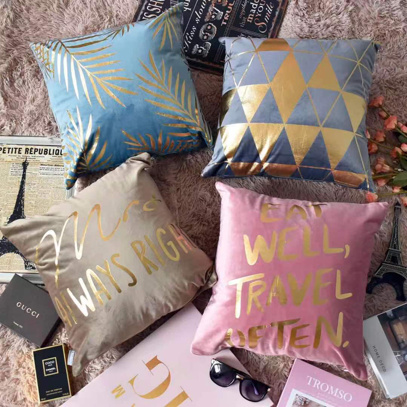 2021 New Nordic Bronzing Velvet Cushion Couch Pillow Women&#039;s Pillow Velvet Pillow Cover