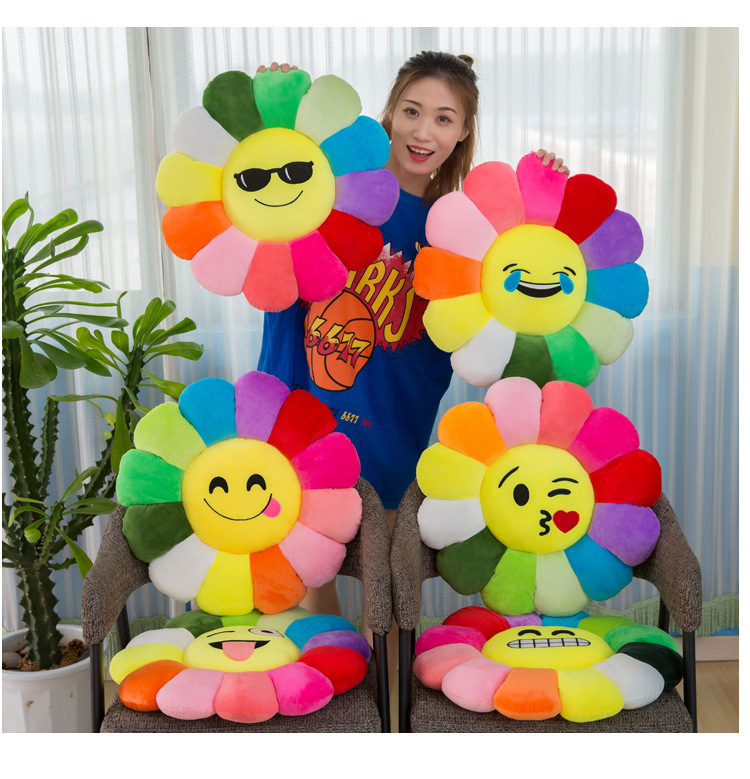 Colorful Sun Flower Cushion Petal Plush Toy Stall Doll Creative Lumbar Support Pillow Doll Pillow