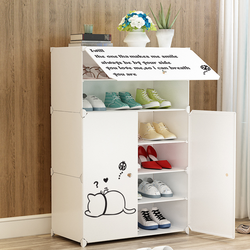 New Simple Plastic Shoe Cabinet Door-to-Door Creative Home Combination Shoes Finishing Simple Cartoon Stickers Shoe Rack