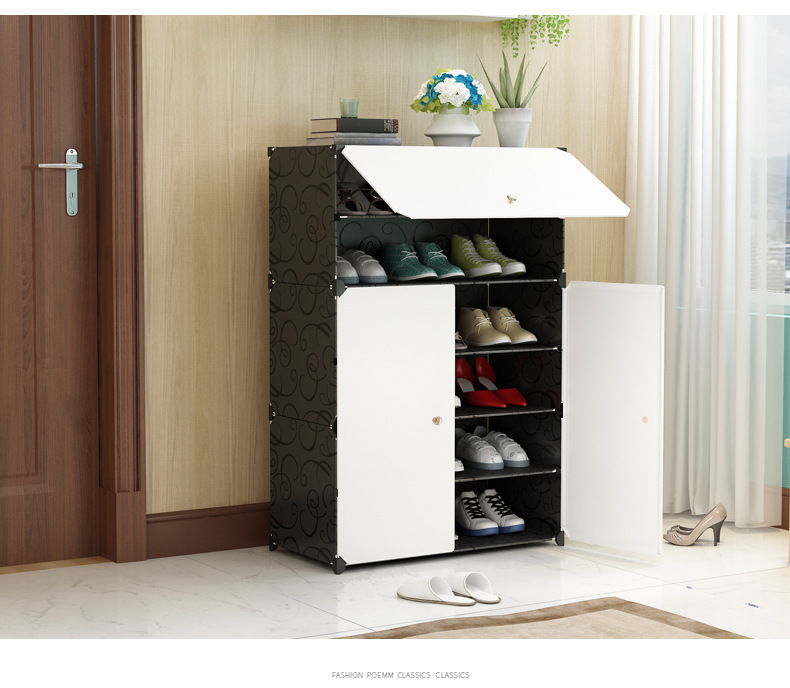 New Simple Plastic Shoe Cabinet Door-to-Door Creative Home Combination Shoes Finishing Simple Cartoon Stickers Shoe Rack