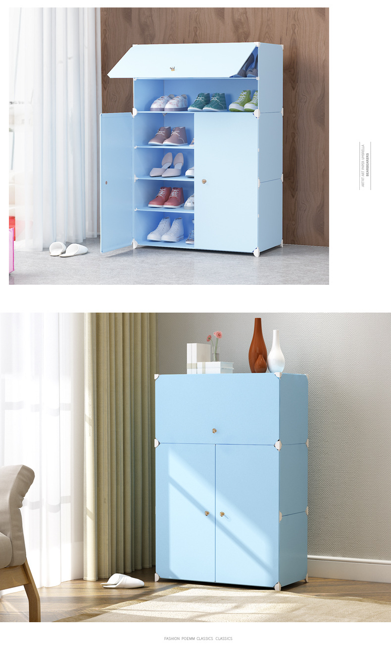 New Simple Plastic Shoe Cabinet Door-to-Door Creative Home Combination Shoes Finishing Simple Cartoon Stickers Shoe Rack