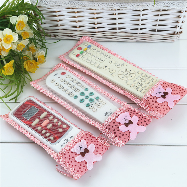 Gift Remote Control Cover Bear Fabric Remote Control Cover Bow Protective Cover TV Air Air Conditioner Cover