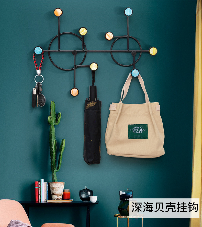 Iron hook Dropshipping Wrought Iron Creative Hook Nordic Nail-Free Clothes Coat Hook Bathroom Punch-Free Wall Hanger