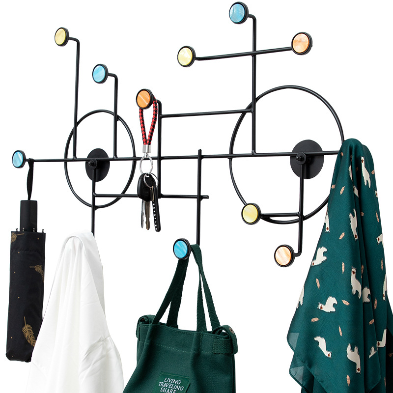 Iron hook Dropshipping Wrought Iron Creative Hook Nordic Nail-Free Clothes Coat Hook Bathroom Punch-Free Wall Hanger