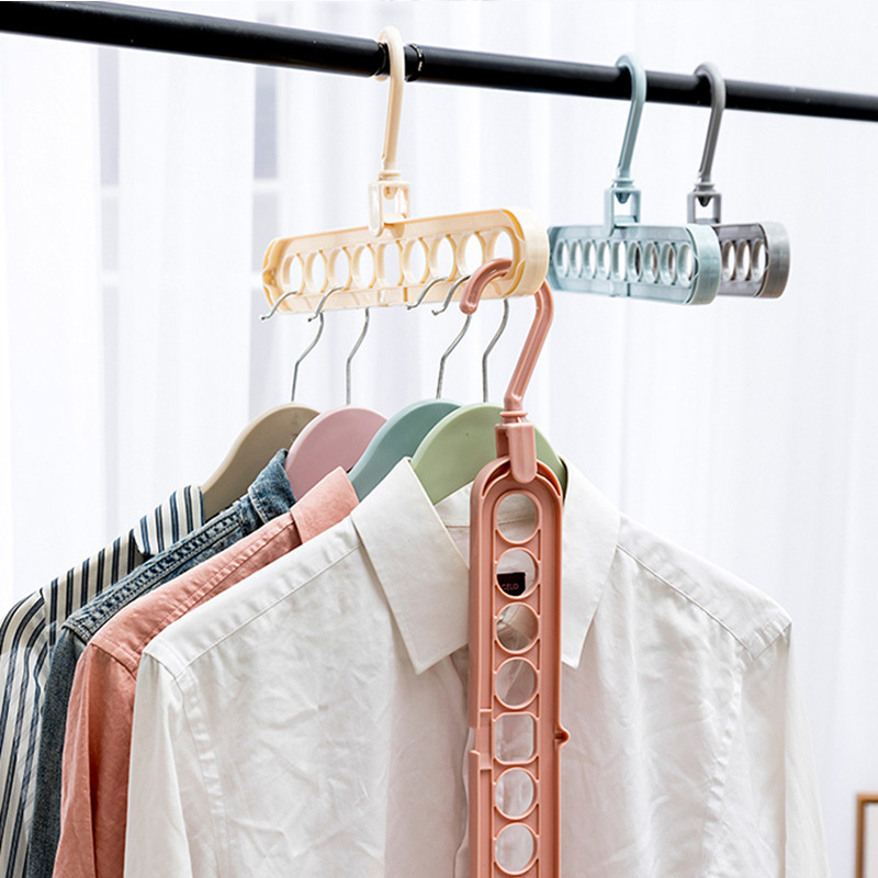 Multifunctional Nine-Hole Hanger Home Travel Storage Wardrobe Internet Celebrity Foldable and     Coat Hanger