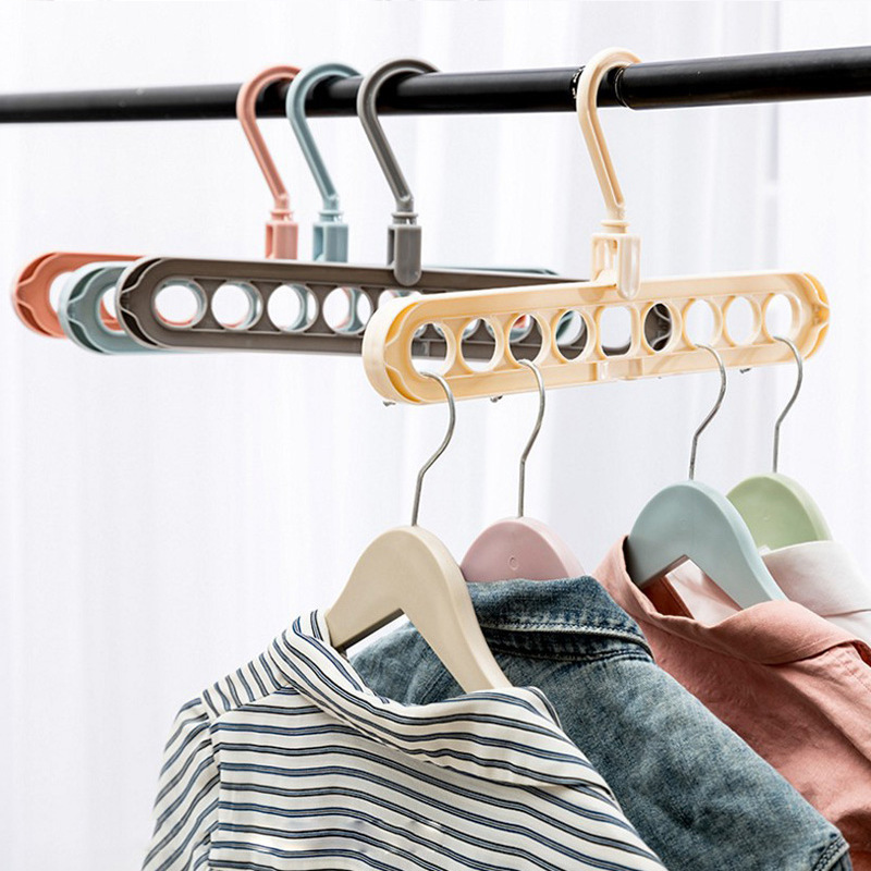 Multifunctional Nine-Hole Hanger Home Travel Storage Wardrobe Internet Celebrity Foldable and     Coat Hanger