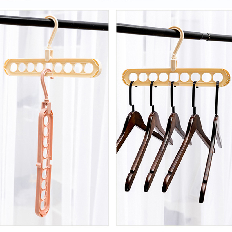 Multifunctional Nine-Hole Hanger Home Travel Storage Wardrobe Internet Celebrity Foldable and     Coat Hanger