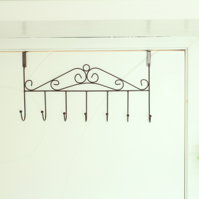 Hanger behind the Door Nail-Free Traceless Creative Ironwork Gate Coat Hanger Bathroom Towel Hook Wall-Mounted Coat Rack